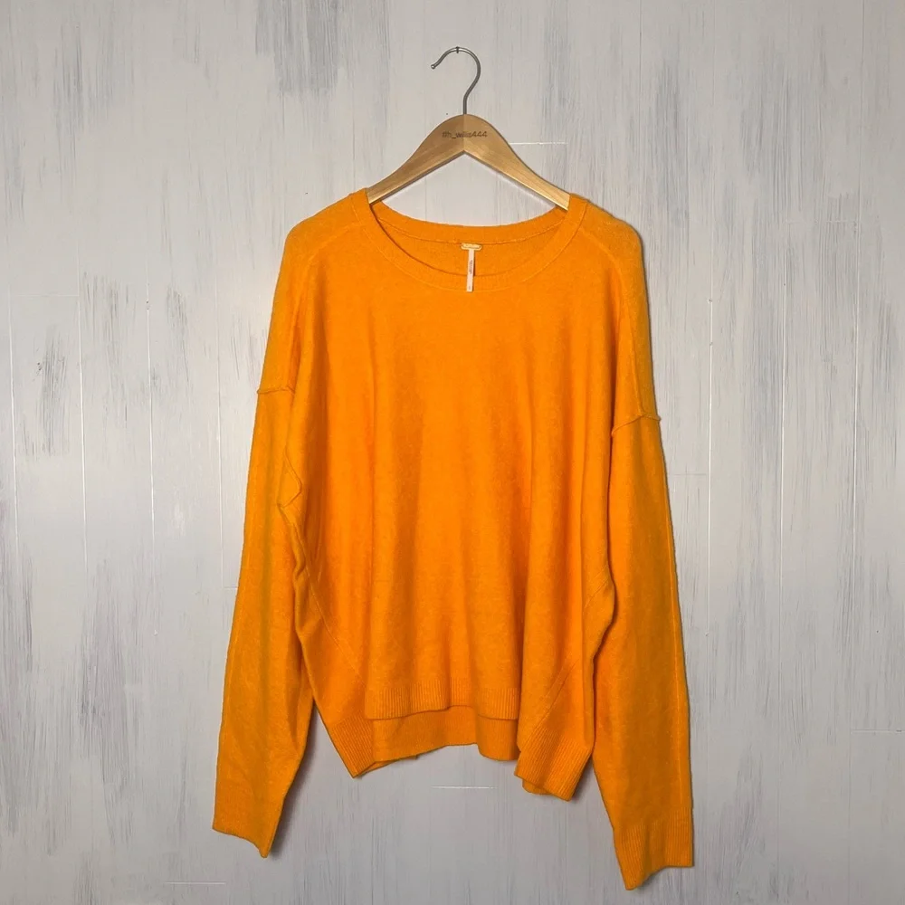 NWT Free People‎ Luna Pullover in Bright Marigold Size XS